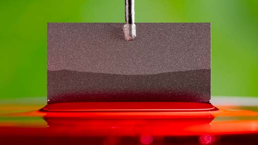 Figure 1: The surface tension of a liquid allows conclusions about how well the liquid spreads on a solid or mixes with another liquid.